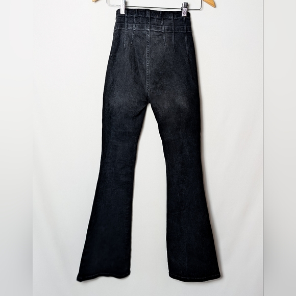 FREE PEOPLE Jayde Flare Jeans We The Free Wide Leg Bell Bottoms Washed Black 25 - Picture 9 of 13